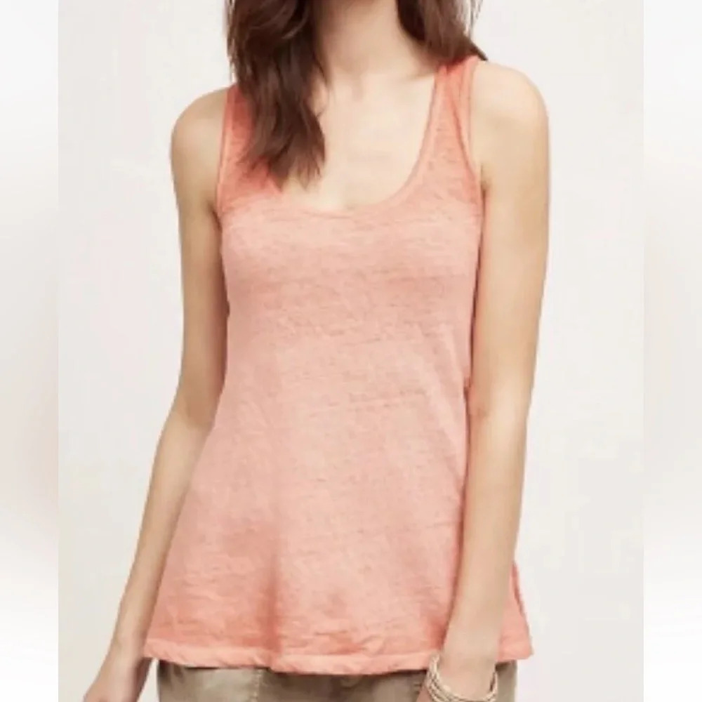 Anthropologie Akemi + Kin Savoy Coral Swing Linen Blend Tank Top Size Small